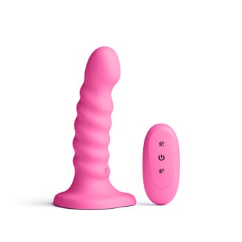 COLOURS 5" RIBBED VIBRATING DILDO W/REMOTE PNK