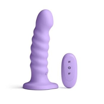 COLOURS 6" RIBBED VIBRATING DILDO W/REMOTE PURP