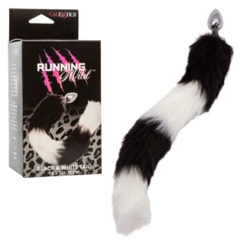 RUNNING WILD BLK & WHT FAUX FUR TAIL PLUG